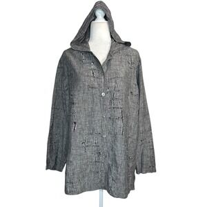 Vintage Chicos 100%‎ Linen Tunic Top Large (2) Long Sleeve Distressed Lagenlook